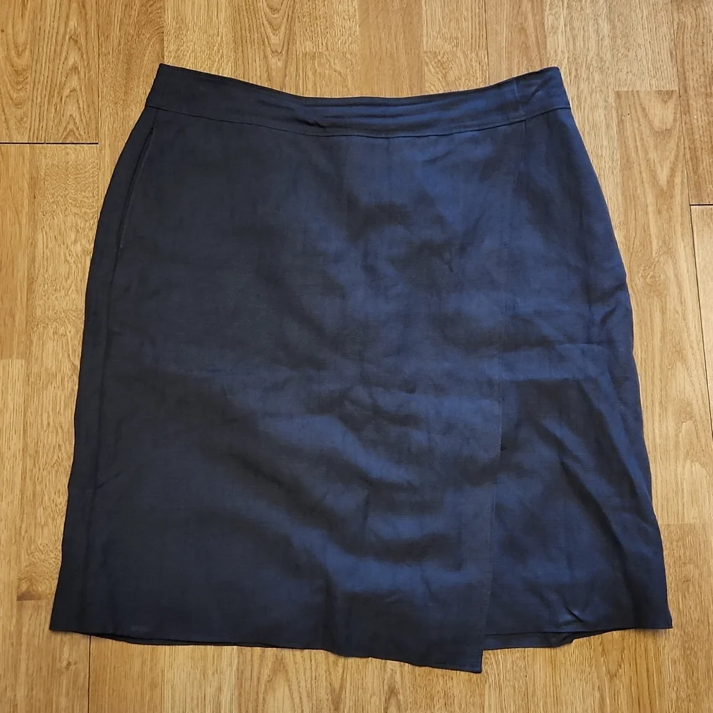 Classiques Entier gray faux wrap asymmetrical gray career skirt sz 8